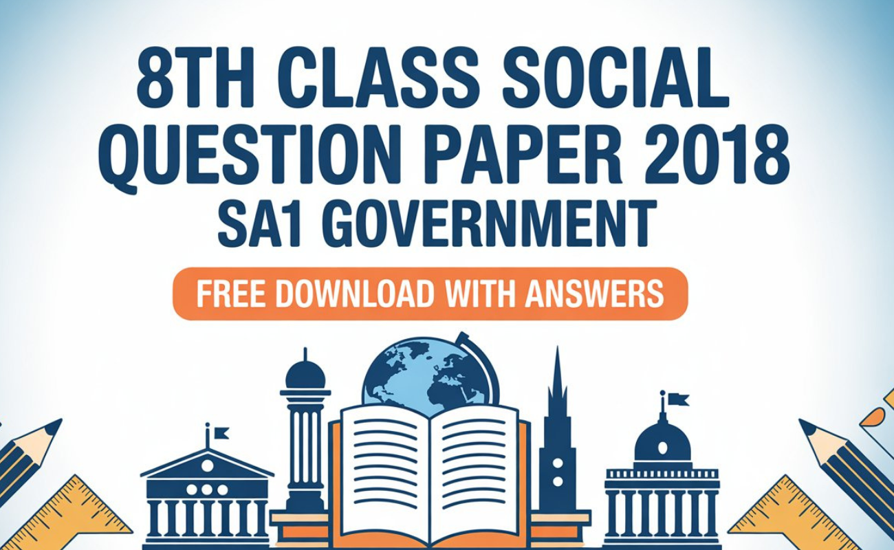 8th Class Social Question Paper 2018 SA1 Government Image
