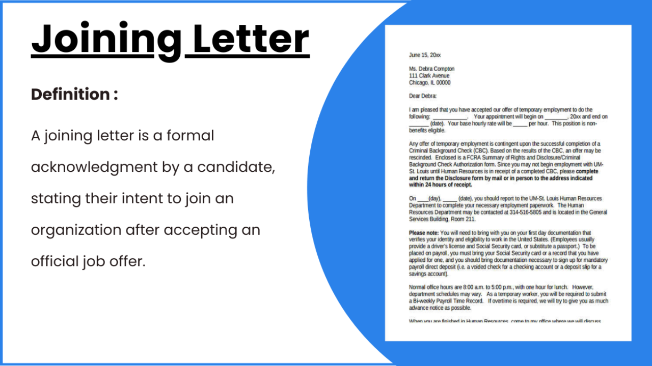 What's the purpose of the Joining Letter?