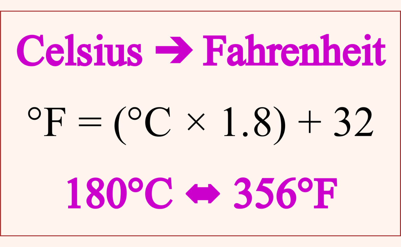 180 Celsius to Fahrenheit: Convert 180°C to °F